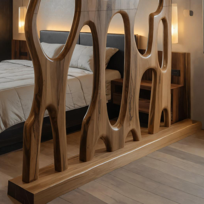 Modern Sculptural Wooden Room Divider For Bedroom Or Living Room SITHHNDVR002