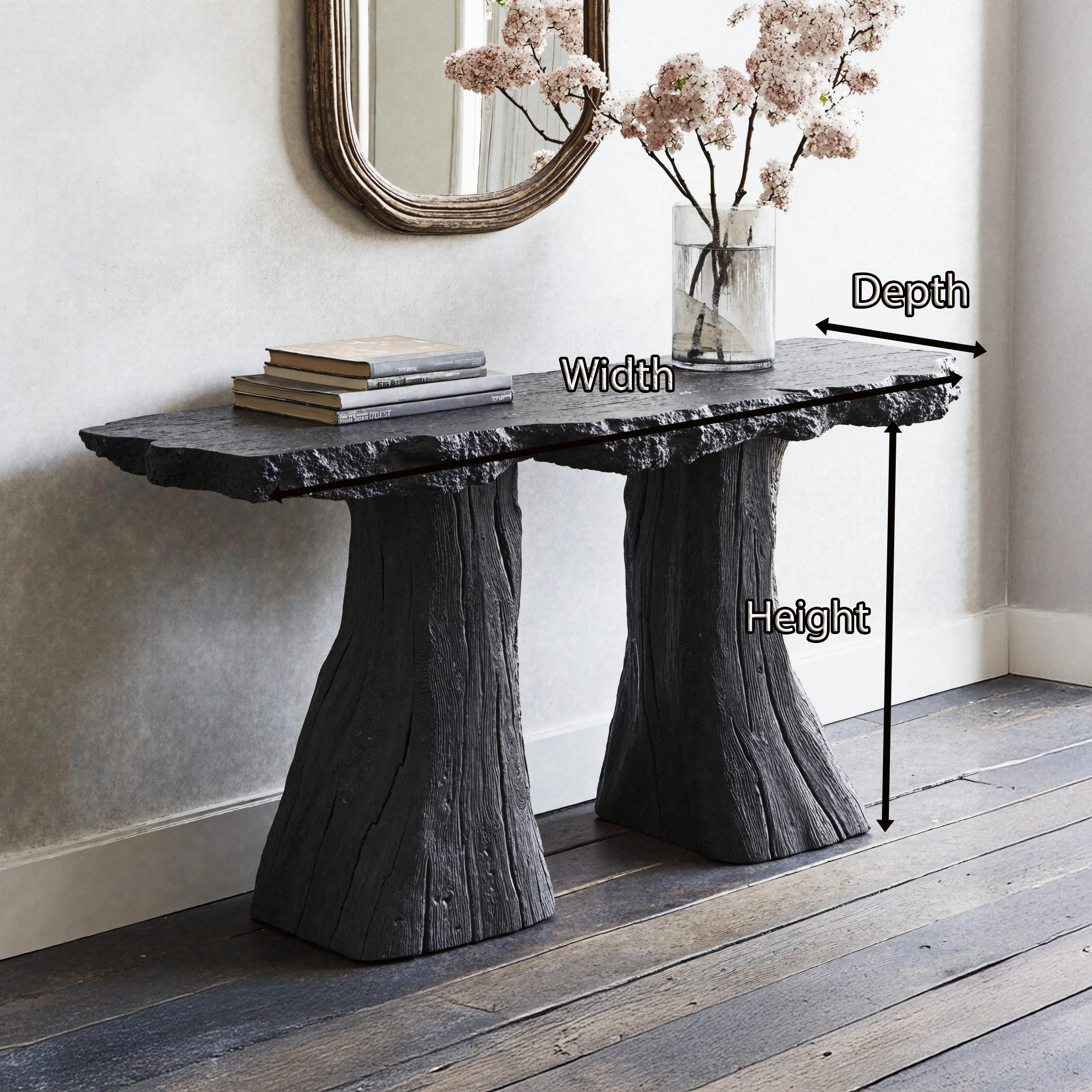 Minimalist Black Natural Wood Console Table For Compact Spaces SILDTCS164