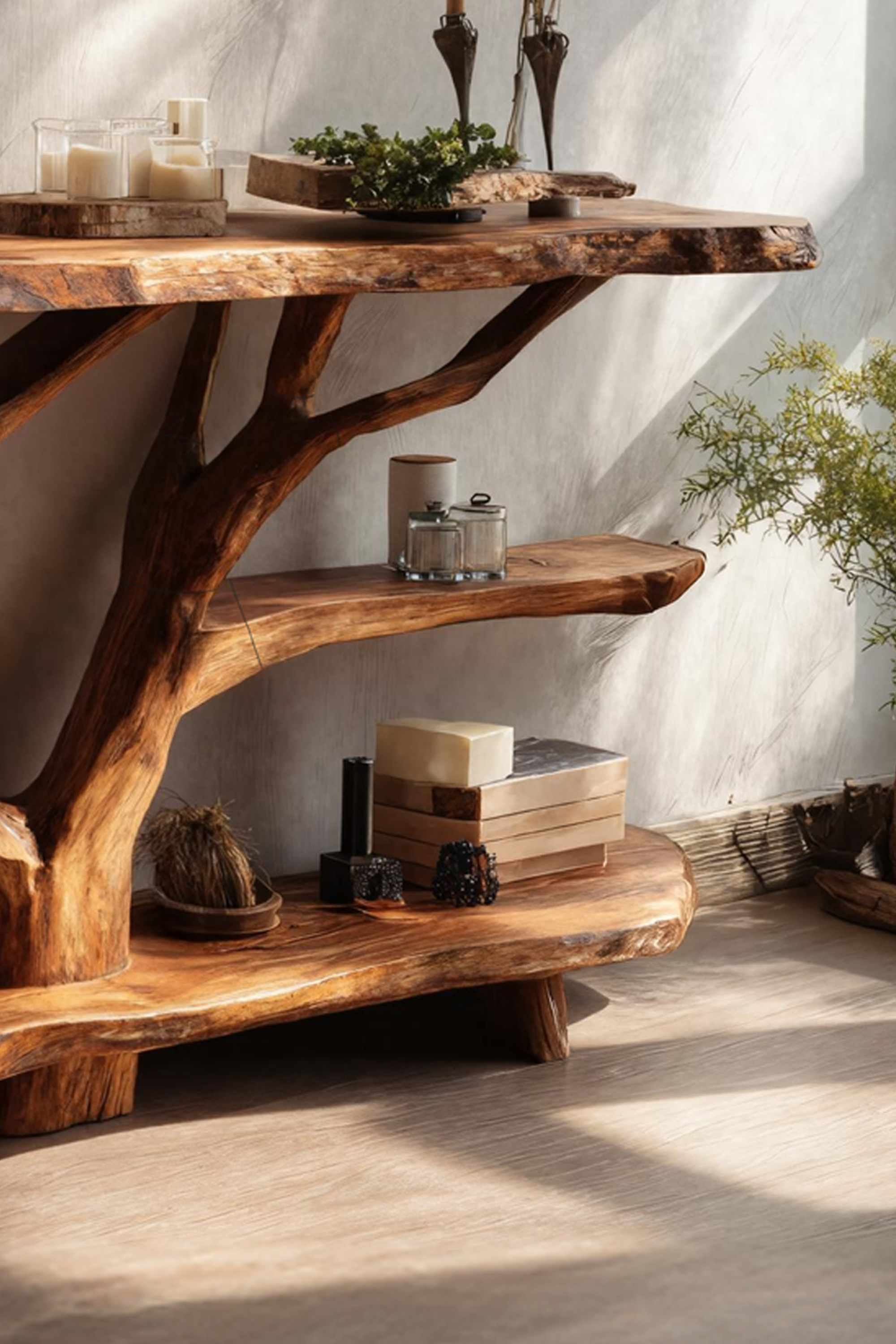 Mid Century Live Edge Entryway Table For Contemporary Bedroom Decor SILDTTNCS059