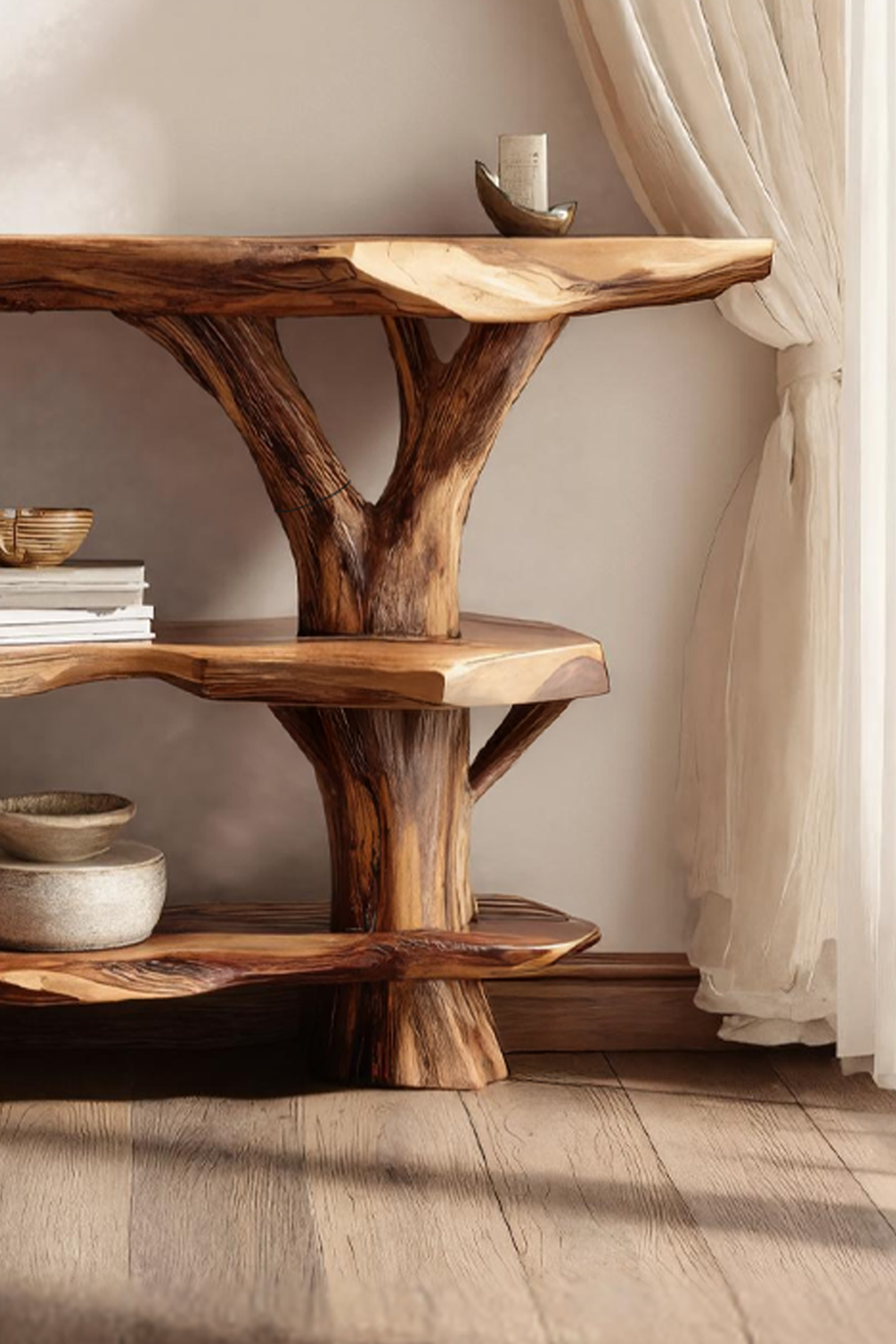 Farmhouse Wooden Live Edge Console Table For Entryway Country Furniture SILDTTNCS042