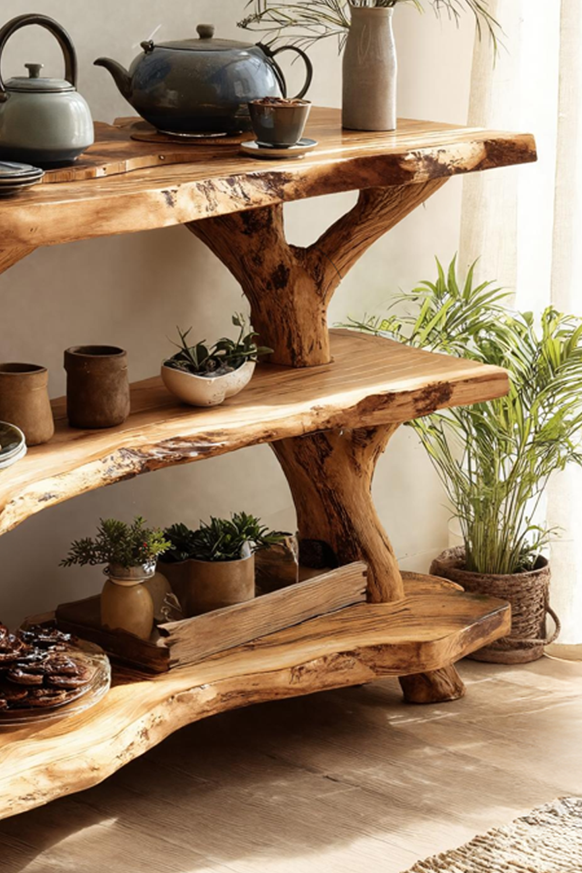 Mid Century Wooden Live Edge Console Table For Living Room Decor SILDTTNCS053