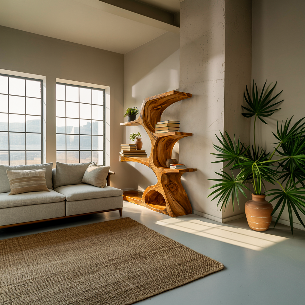 Artistic Curved Bookshelf For Contemporary Home RTTHTTBS076