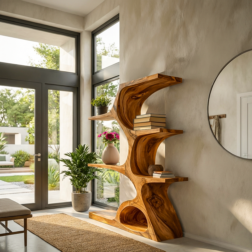 Artistic Curved Bookshelf For Contemporary Home RTTHTTBS076