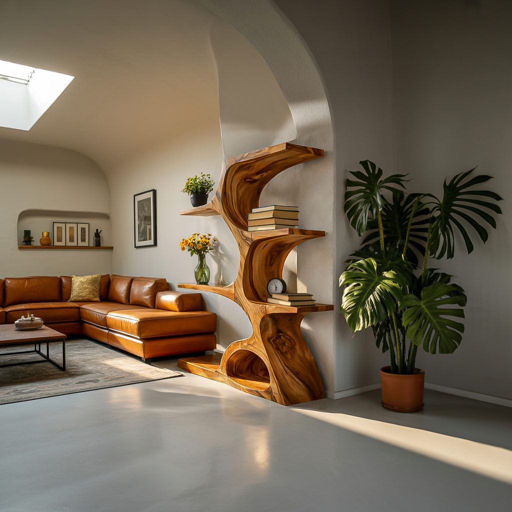 Artistic Curved Bookshelf For Contemporary Home RTTHTTBS076