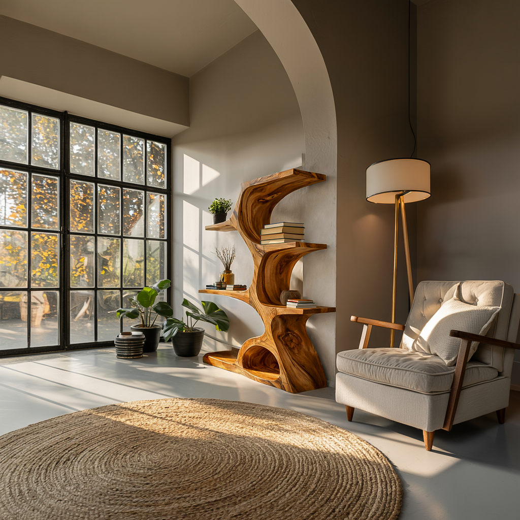 Artistic Curved Bookshelf For Contemporary Home RTTHTTBS076