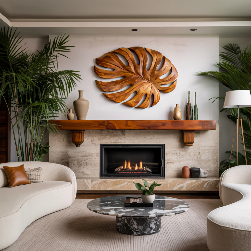 Organic Wooden Leaf Wall Sculpture For Contemporary Interior RTTHTTWA099