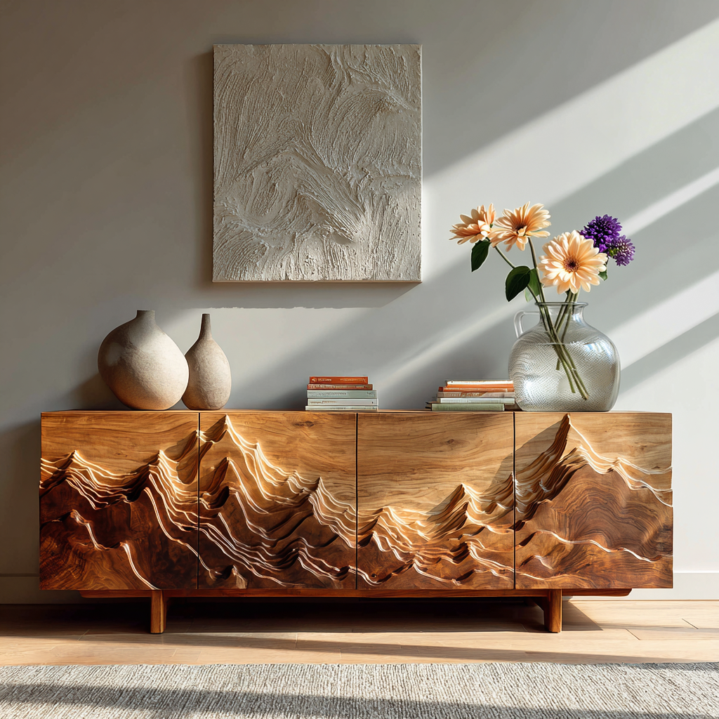 Natural Wood Mountain Sideboard For Modern Living Room RTTHTTSD044