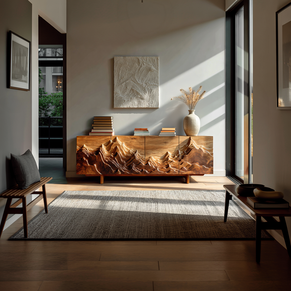 Natural Wood Mountain Sideboard For Modern Living Room RTTHTTSD044