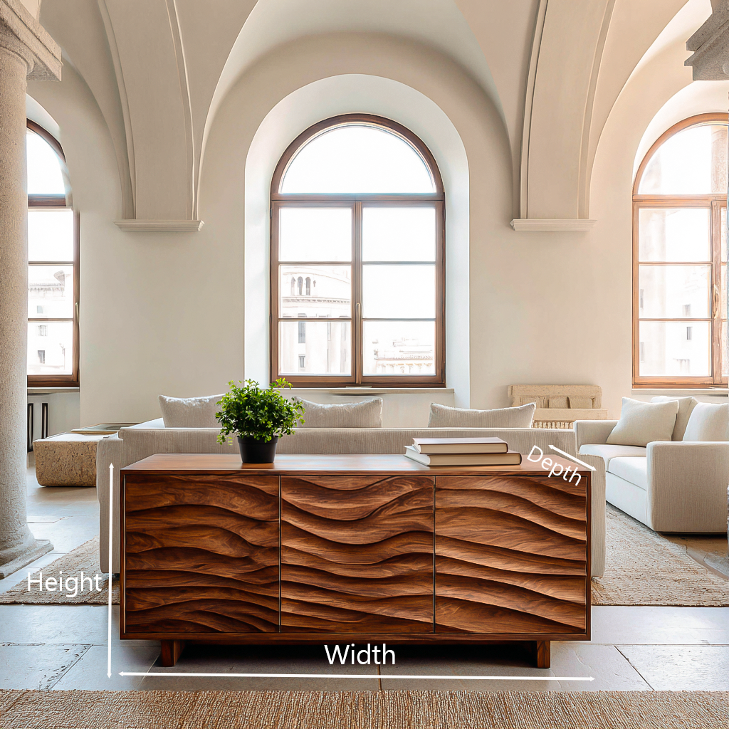 Modern Sideboard With Carved Wave Design Statement For Living Space RTTHTTSD056
