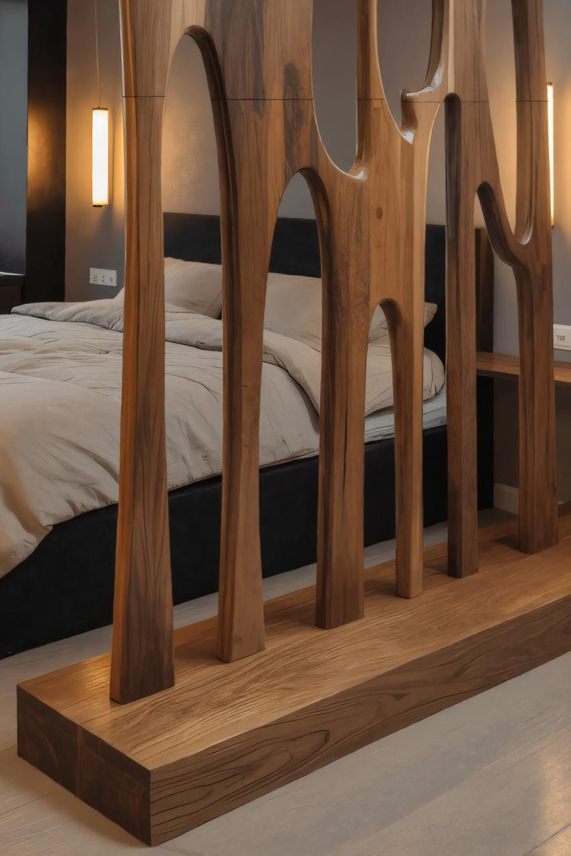 Modern Sculptural Room Divider With Artistic Carved For Bedroom SITHHNDVR004