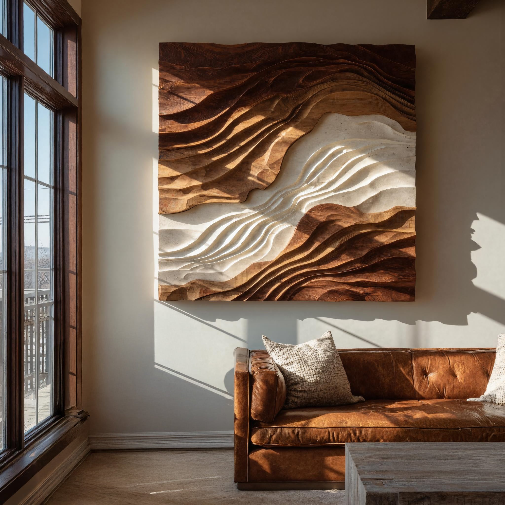 Statement Sculptural Wave Wall Art For Living Room RTTHHNWA139