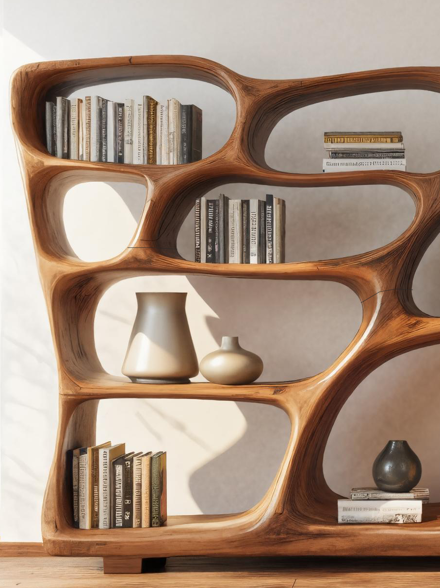 Modern Bookshelf With Sculptural Open Design For Living Room SITHTTBS029