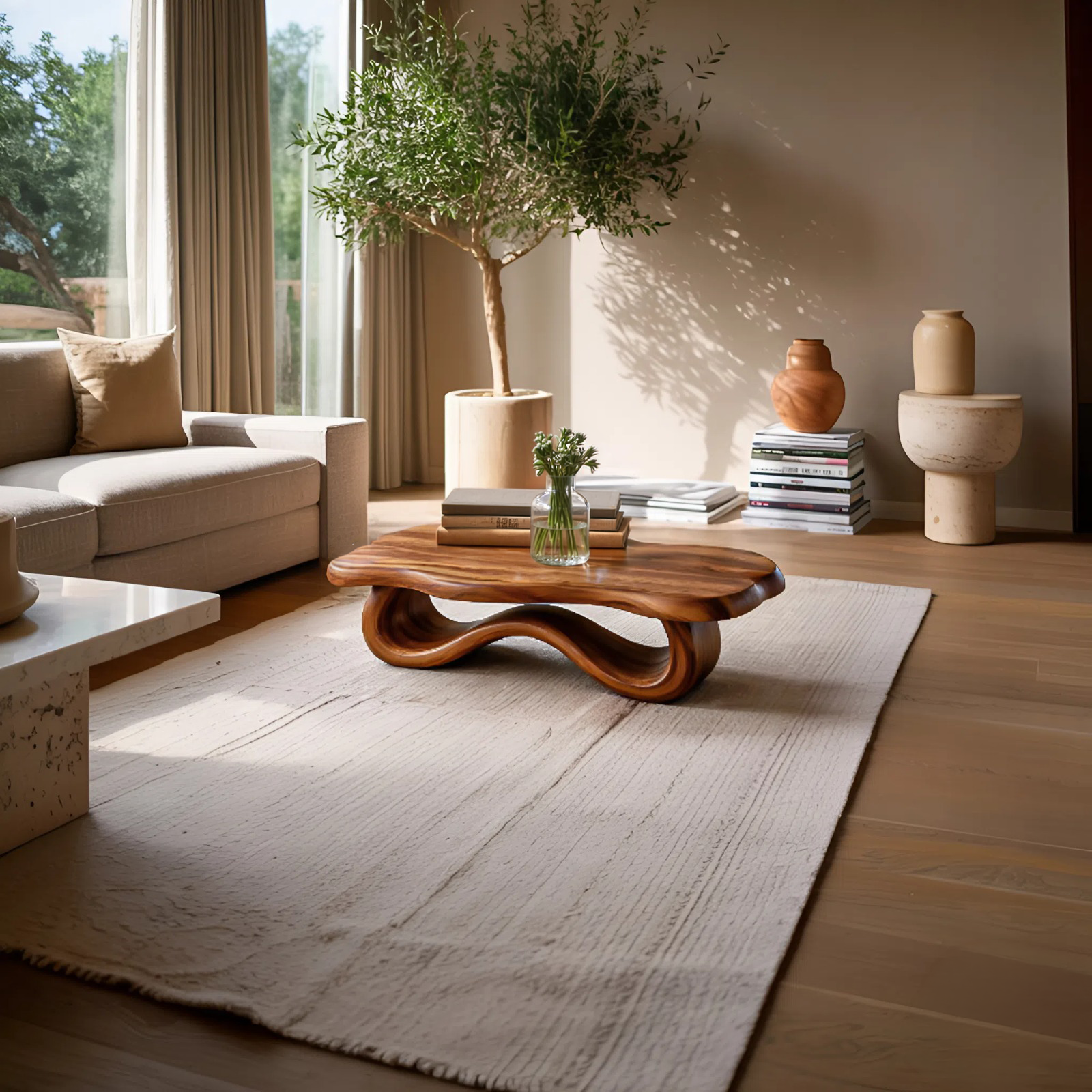 Organic Sculptural Wooden Coffee Table For Living Room RTTHTTCF042