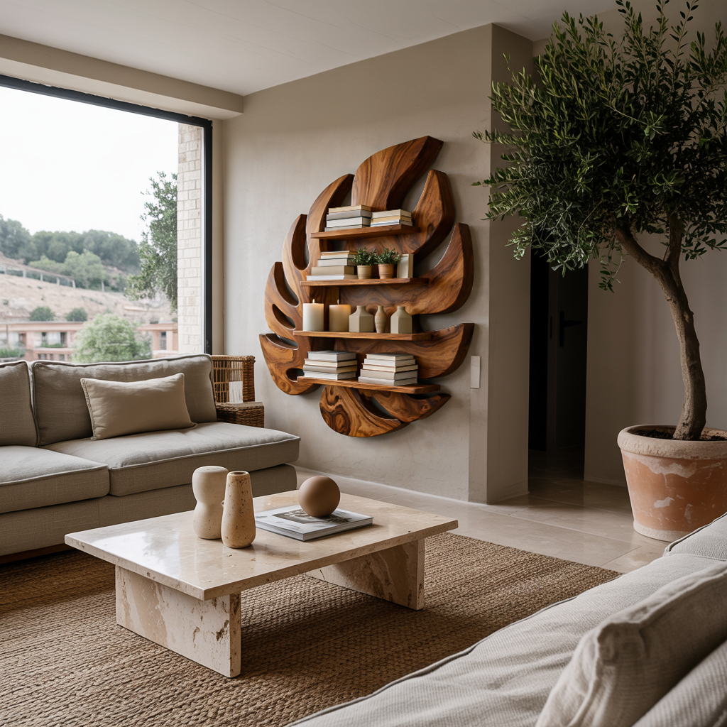 Modern Wooden Leaf Floating Bookshelf For Living Room RTTHTTBS080