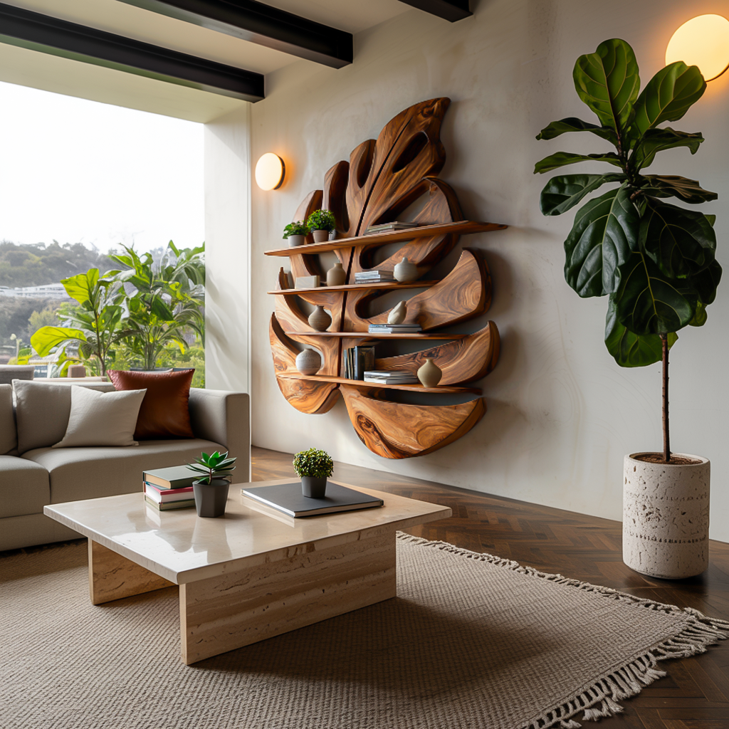 Handmade Wooden Leaf Shape Shelf For Modern Home RTTHTTBS082