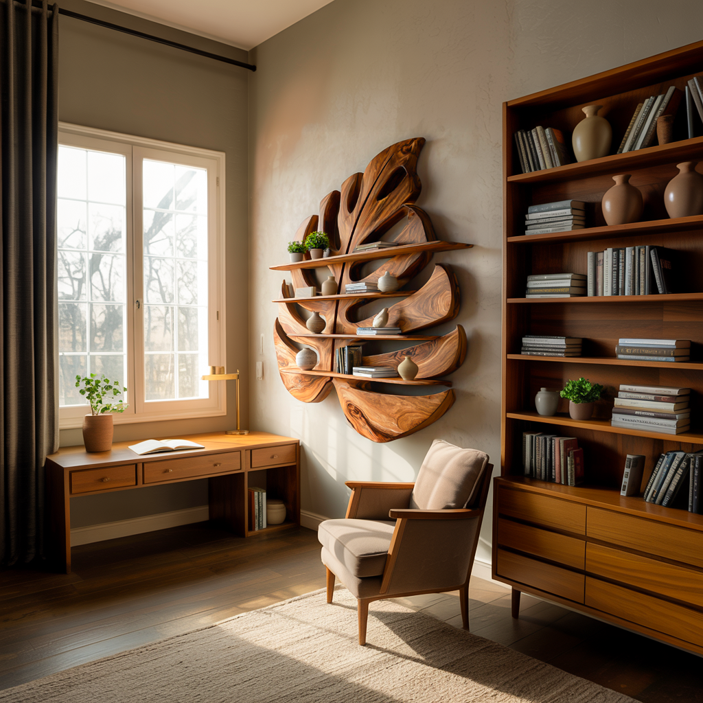 Handmade Wooden Leaf Shape Shelf For Modern Home RTTHTTBS082