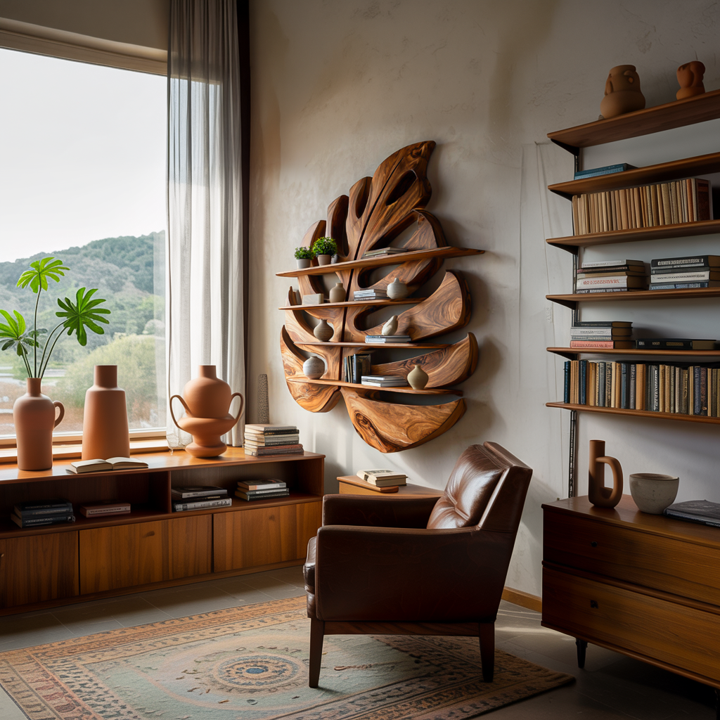 Handmade Wooden Leaf Shape Shelf For Modern Home RTTHTTBS082