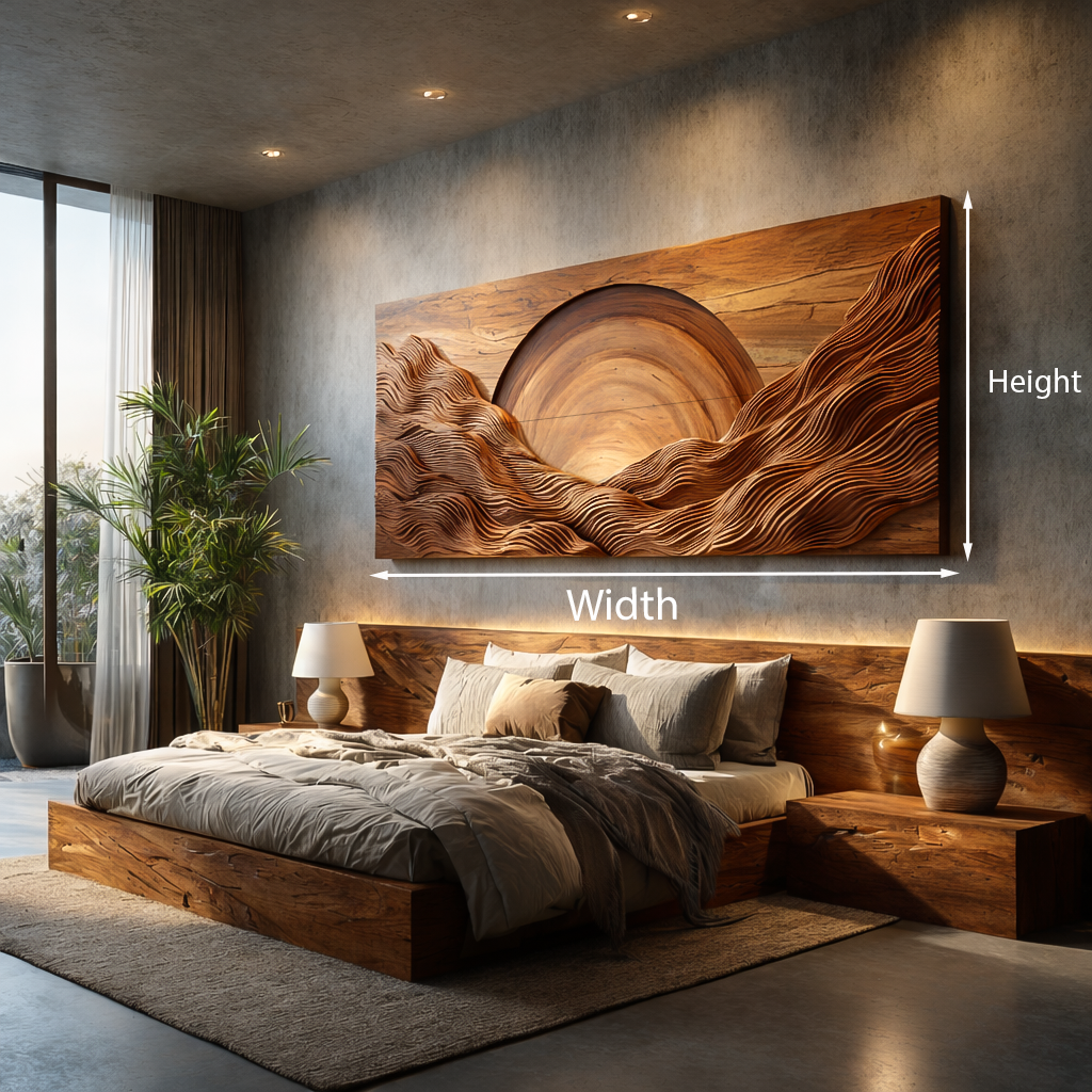 Modern Wood Mountain Sunrise Wall Art For Living Room RTTHTTWA113