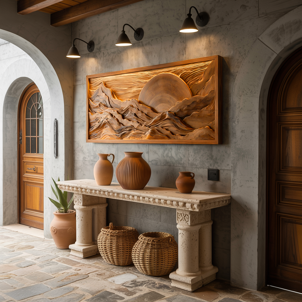 Modern Wood Mountain Sunset Wall Art For Living Room RTTHTTWA118