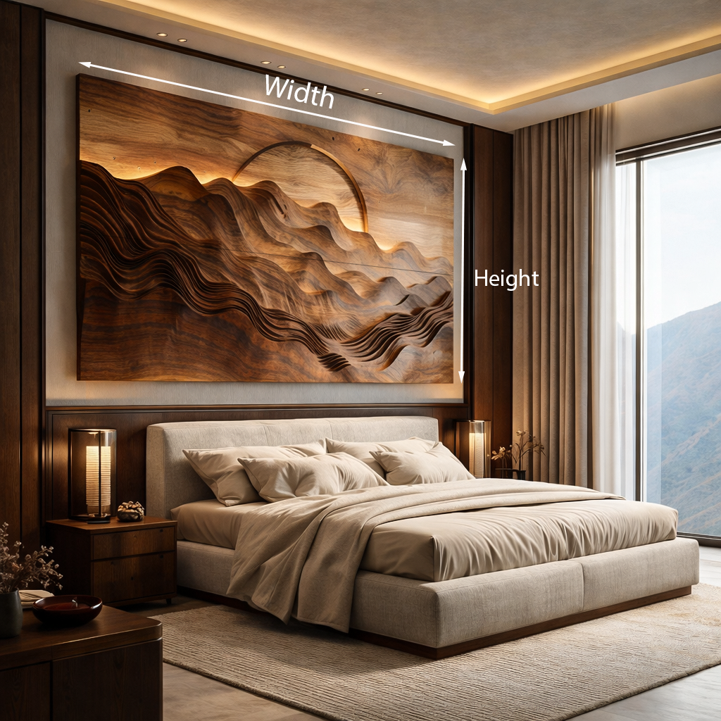 Hand Carved Wooden Mountain Landscape Wall Art for Bedroom RTTHTTWA109