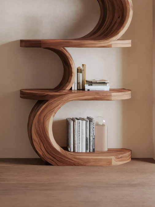 Modern Curved Bookshelf For Living Room Or Office Storage SITHHNBS028