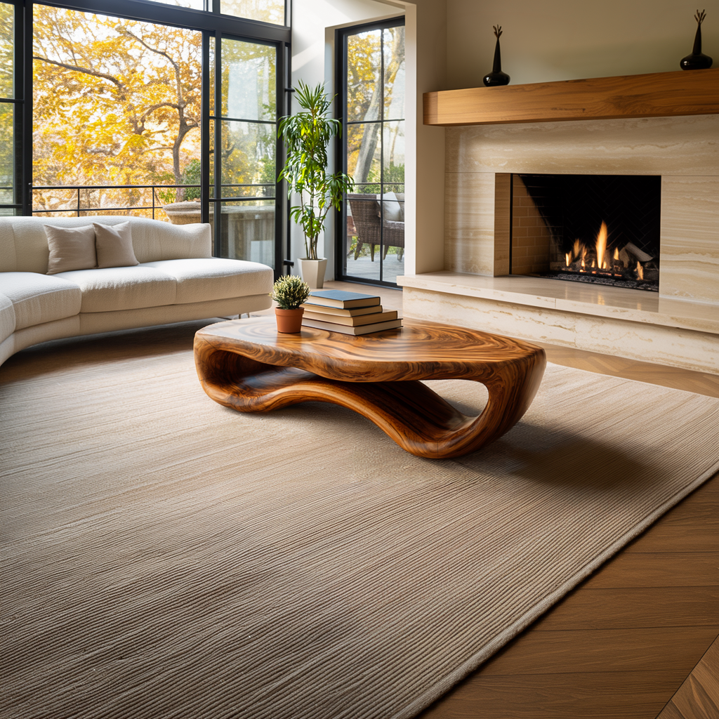 Artistic Wooden Coffee Table Curved For Modern Interior RTTHTTCF044