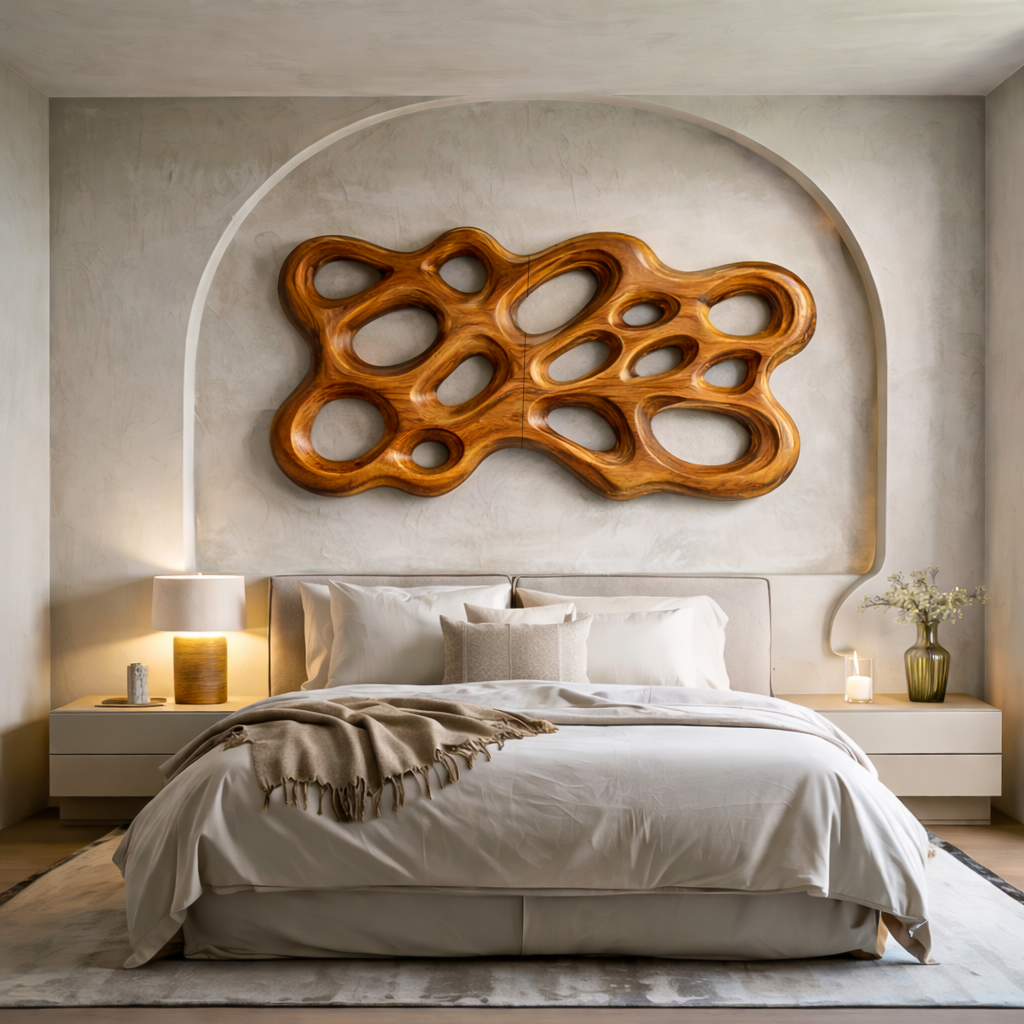 Contemporary Wooden Wall Art With Cutout Sculpture For Bedroom RTTHTTWA101