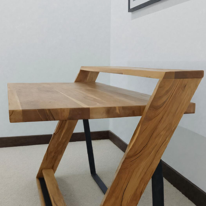 Modern Sculptural Wood Desk With Z Frame For Home Office Or Studio SITHHNDE020
