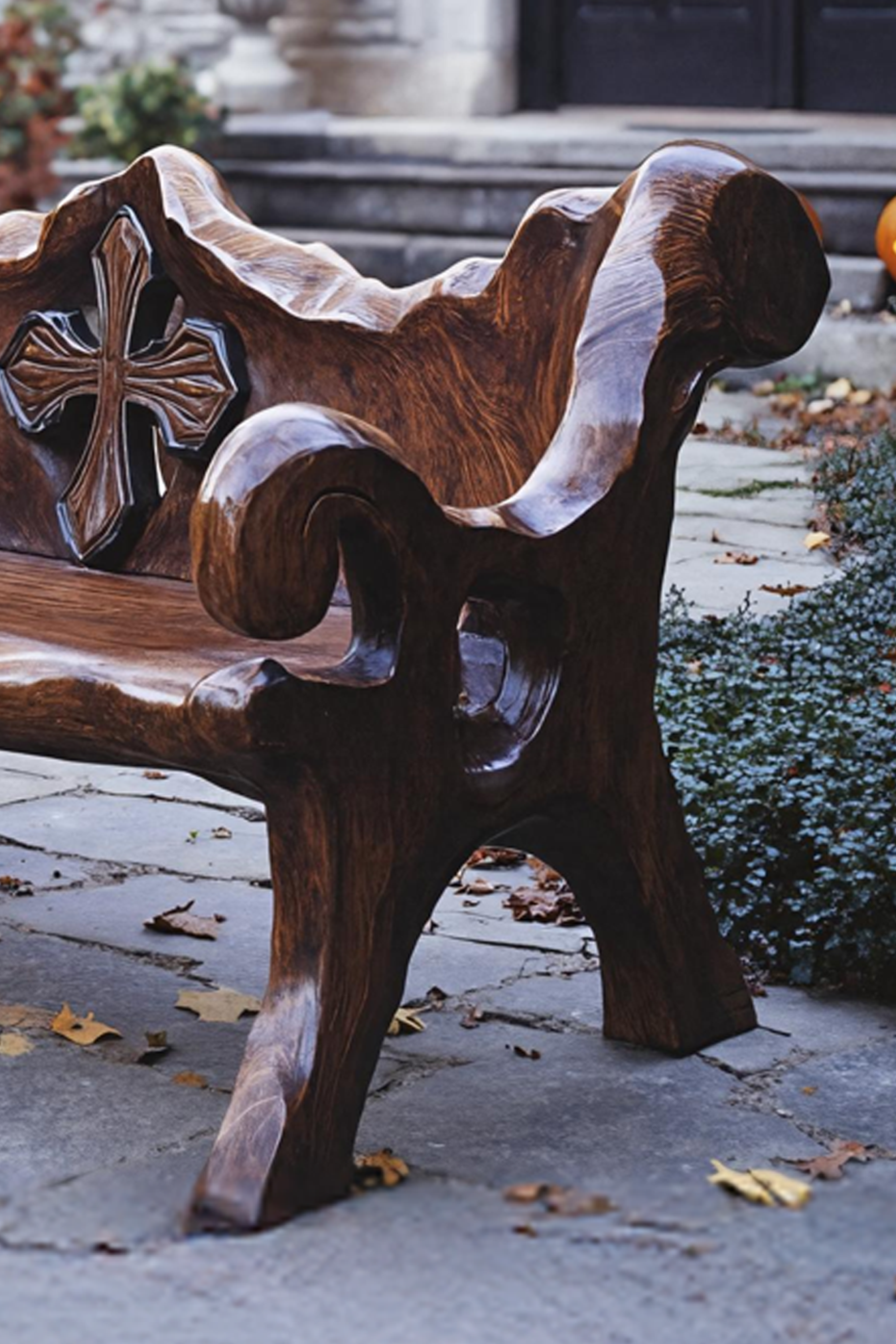 Handcrafted Live Edge Outdoor Bench For Rustic Outdoor Design SILDTTNHOB015