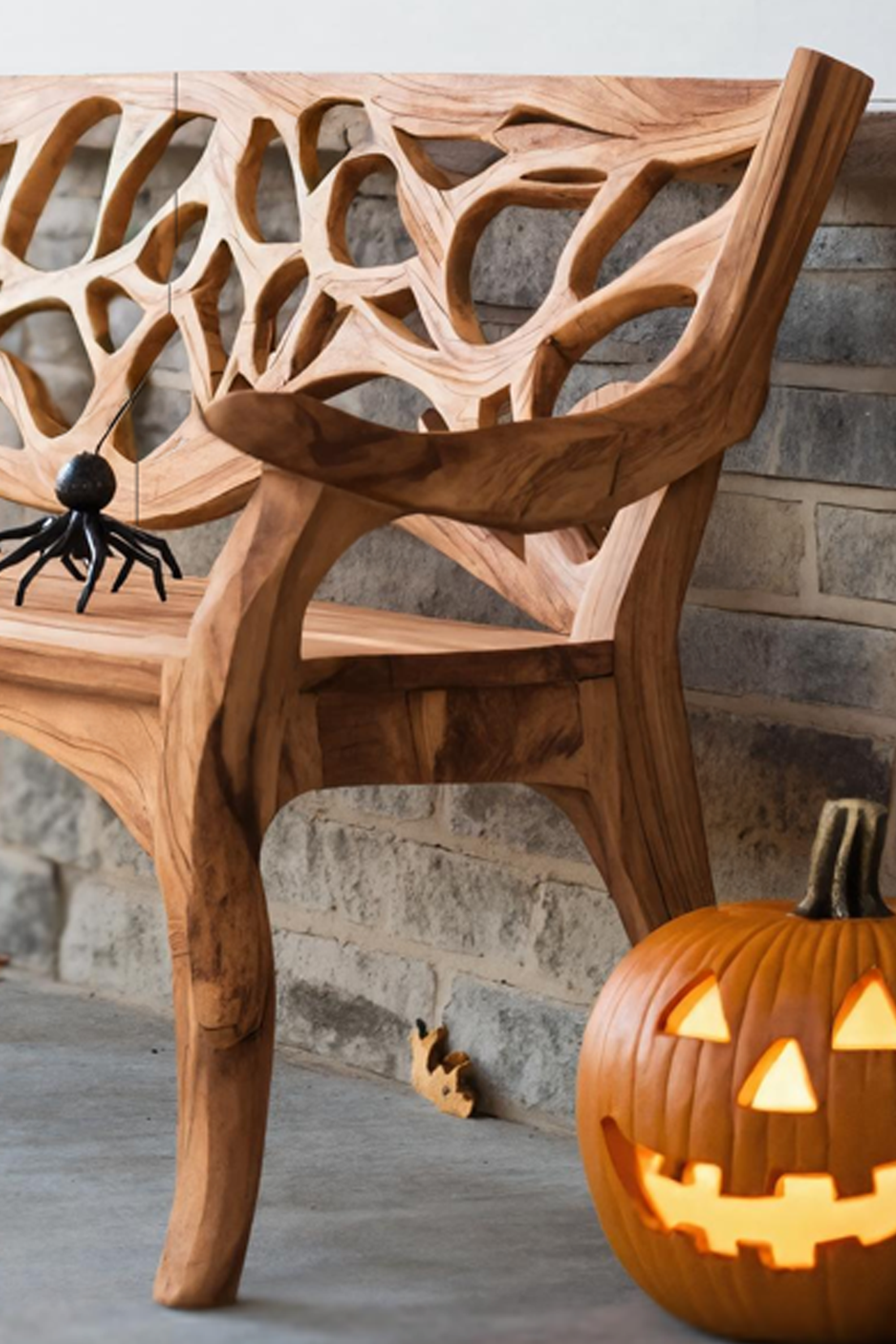 Handcrafted Solid Wood Halloween Bench For Outdoor Garden Design SILDTTNHOB035