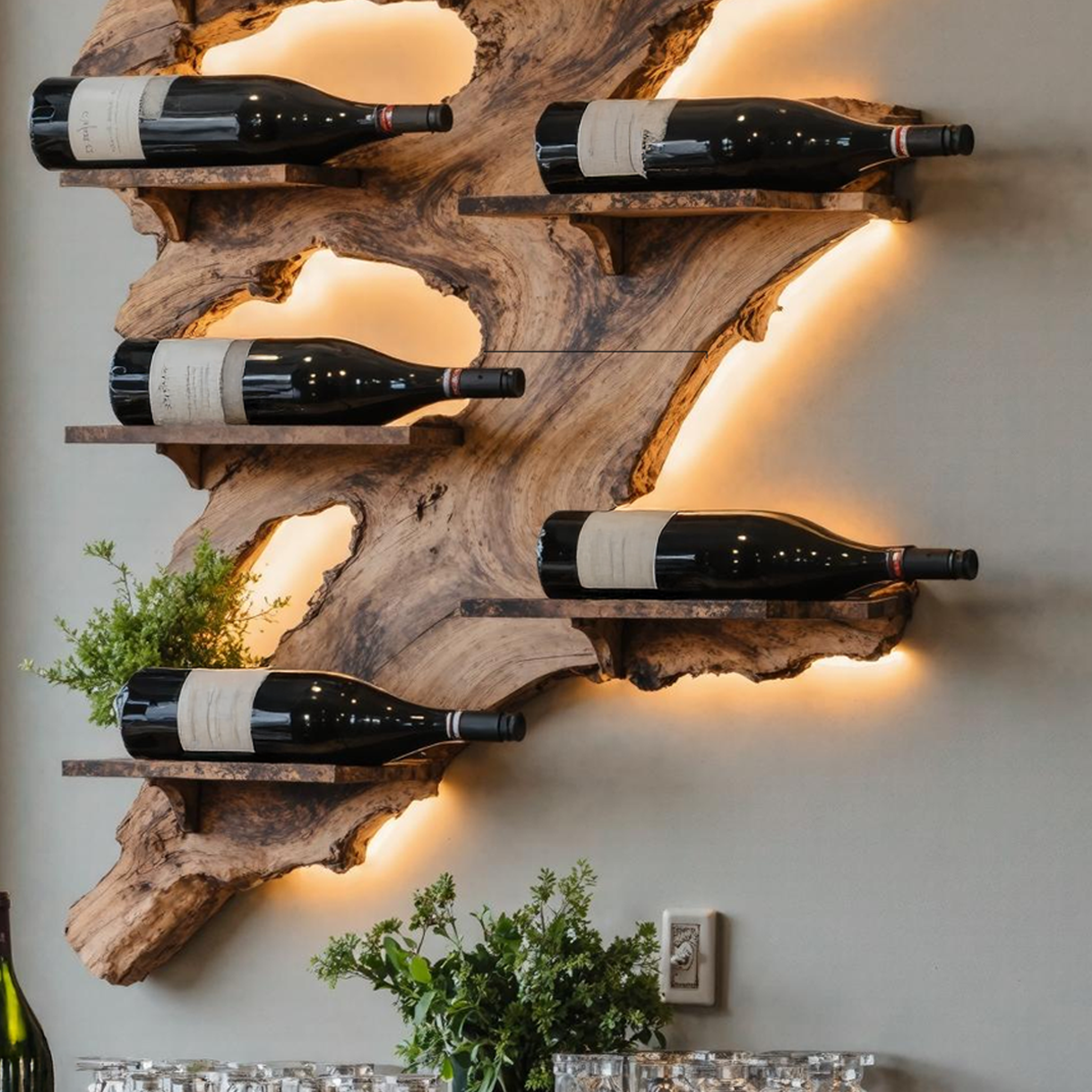 Rustic Wine Rack For Furniture Home Bar Wall Design SILDTTRWH022