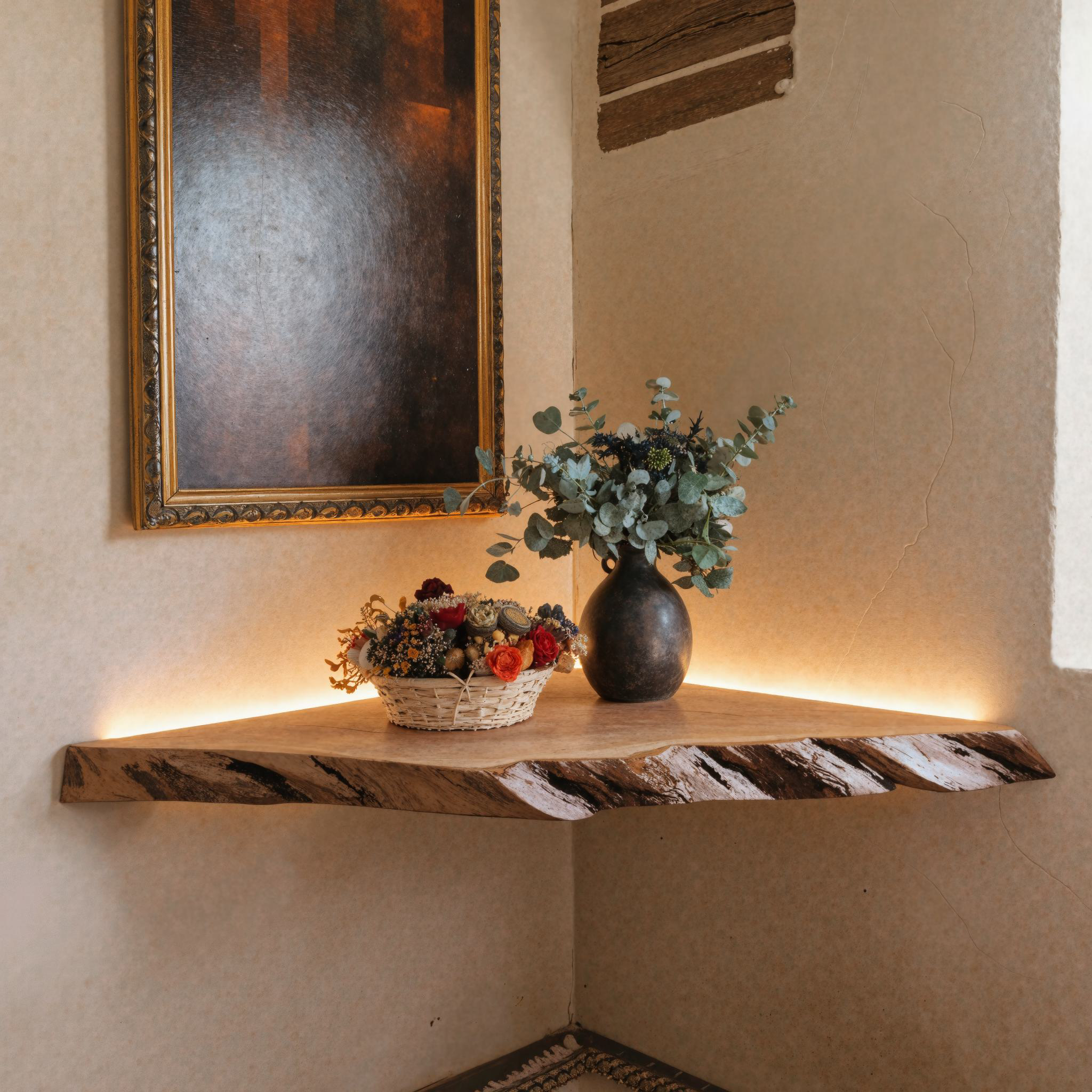Handcrafted Floating Corner Bathroom Vanity SILDTBRV075