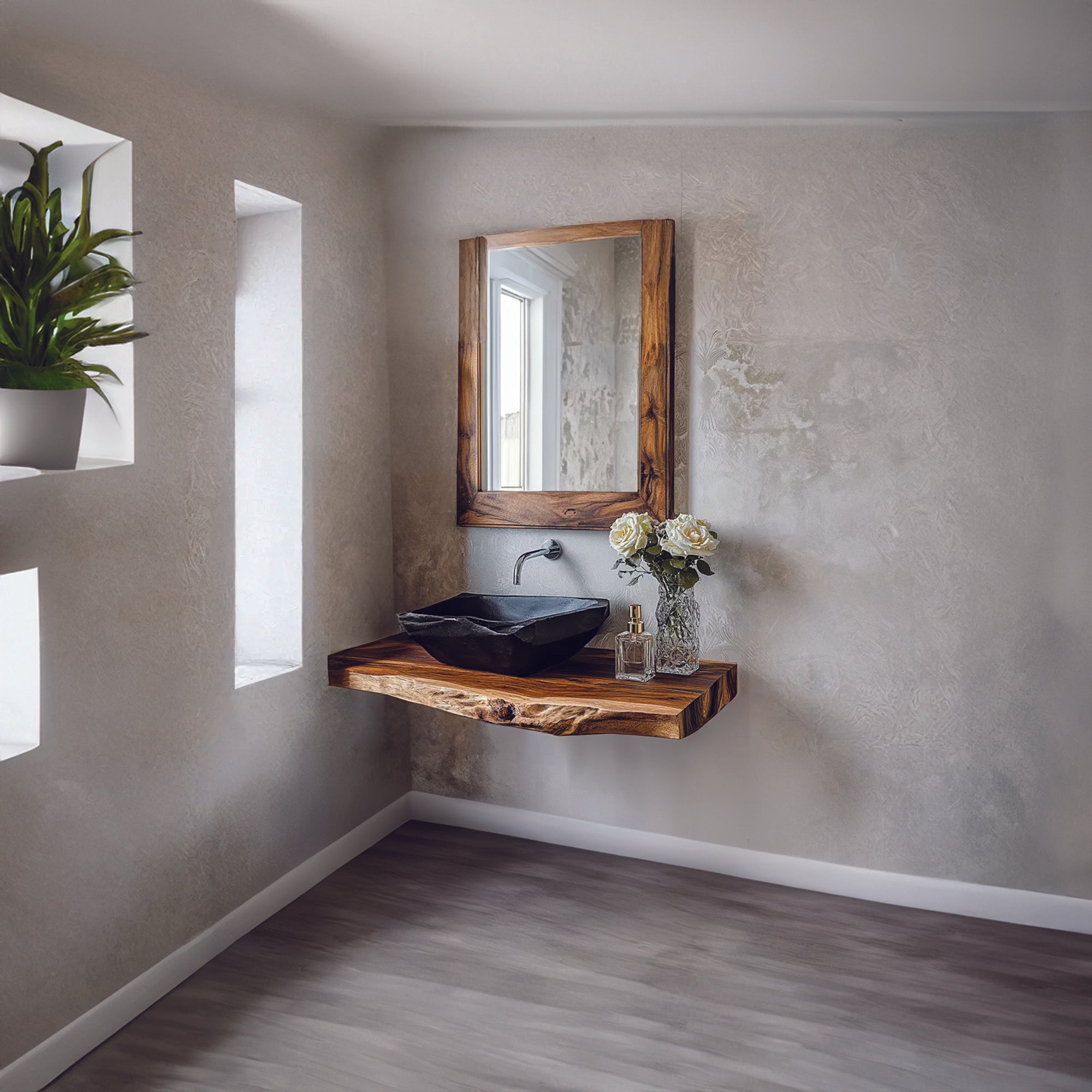 Solid Wood Bathroom Shelf Custom Floating Shelf Wall Mounted SINLBRV039