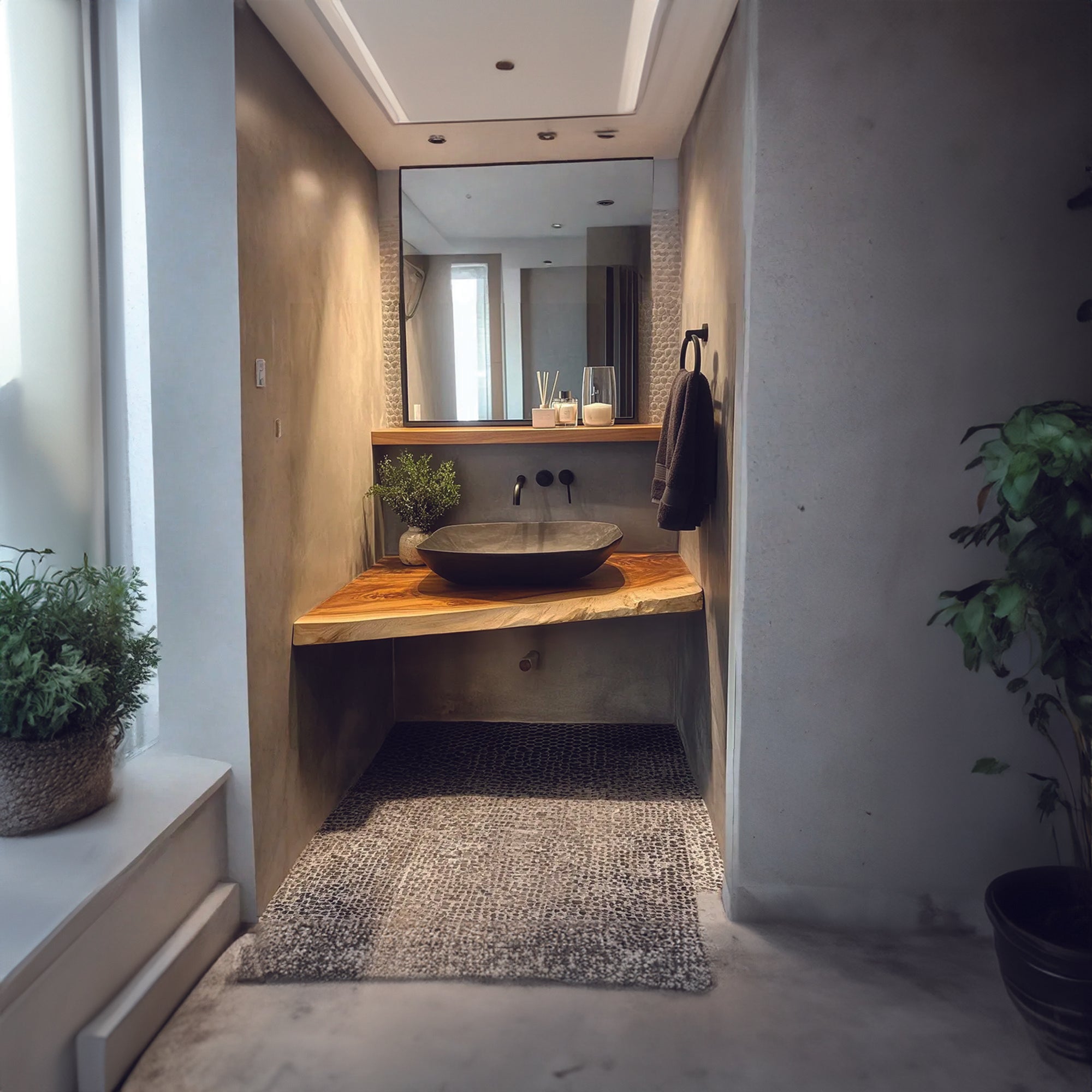 Rustic Wood Bathroom Shelf Handmade Floating Shelf Wall Mounted SINLBRV040