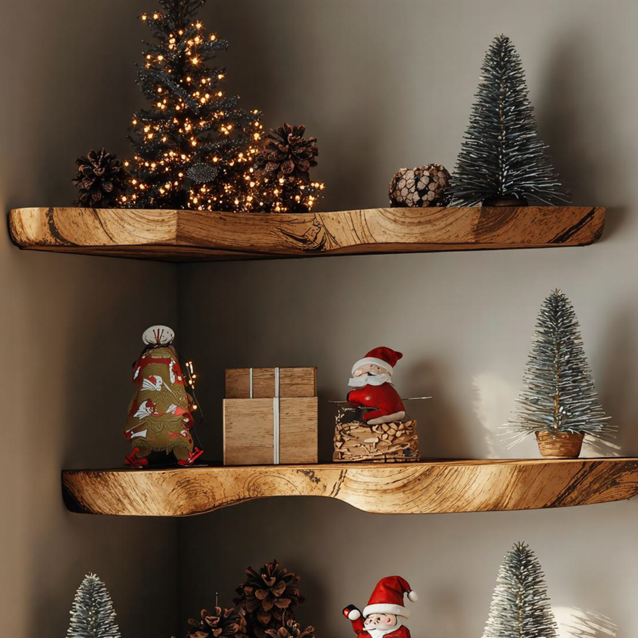 Handcrafted Floating Corner Shelves Christmas Decor SILDTCN029