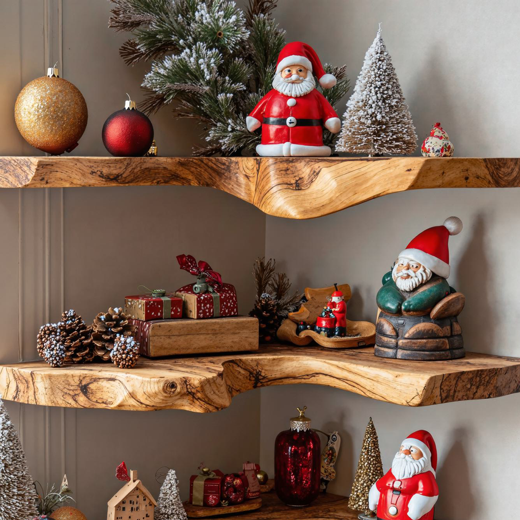 Handcrafted Live Edge Corner Shelves Xmas Decor SILDTCN026
