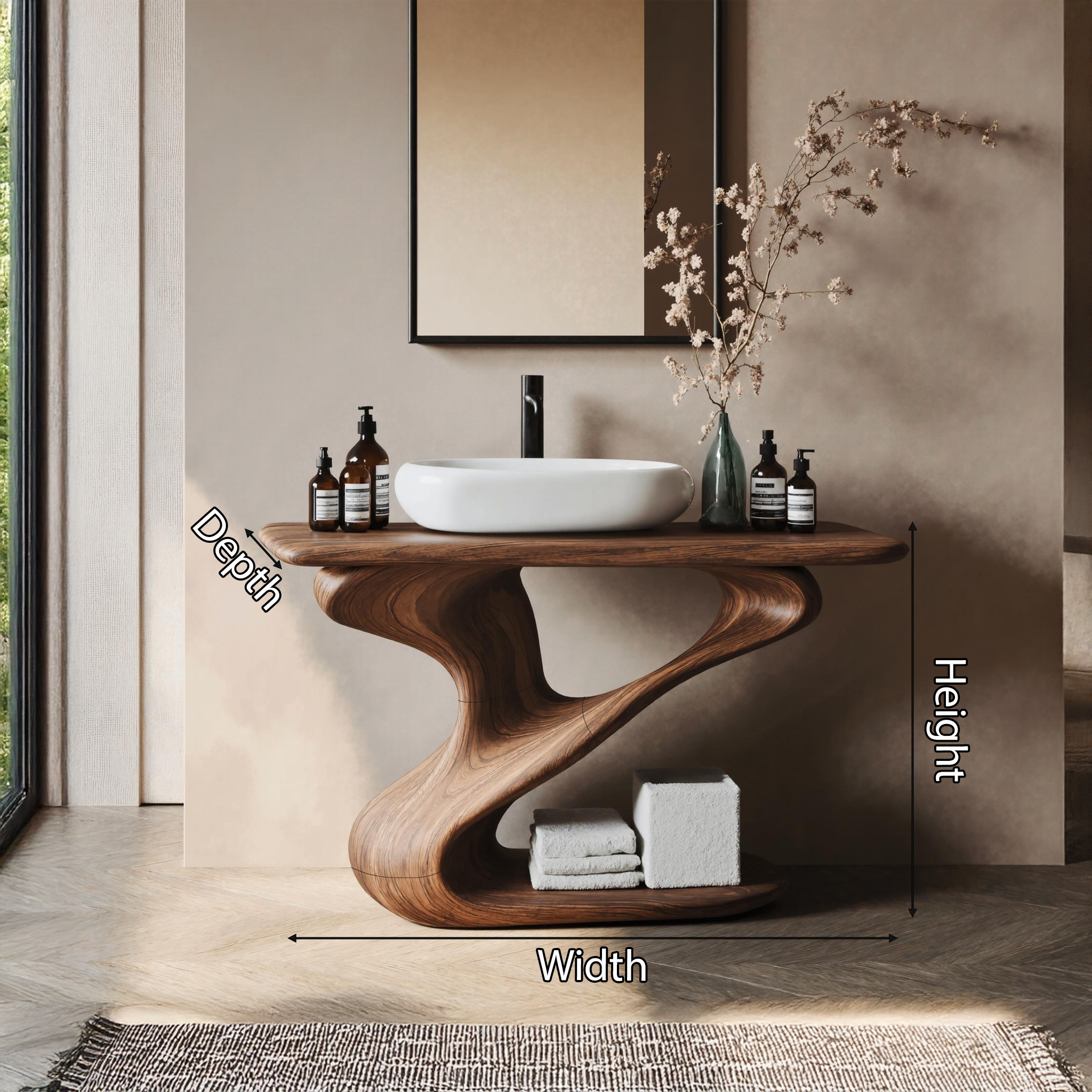 Rustic Live Edge Vanity For Organic Bathroom Feel SILDTTNBRV005