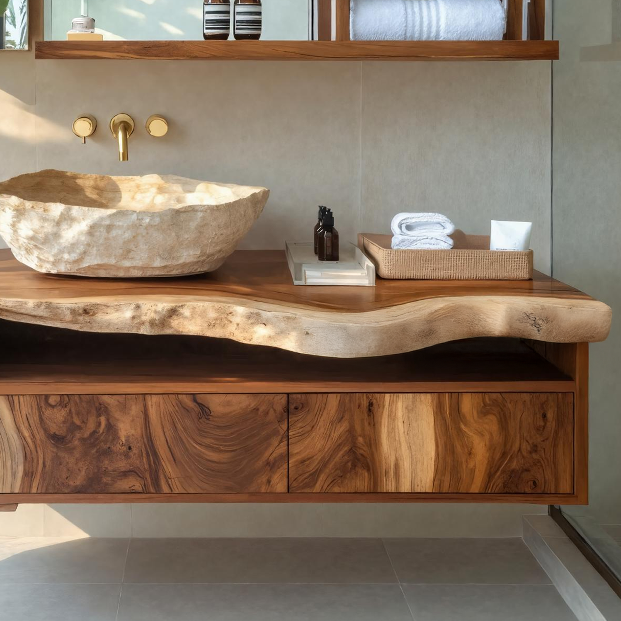 Handcrafted Floating Vanity For Bathroom Accent Piece SILDTTRBRV028