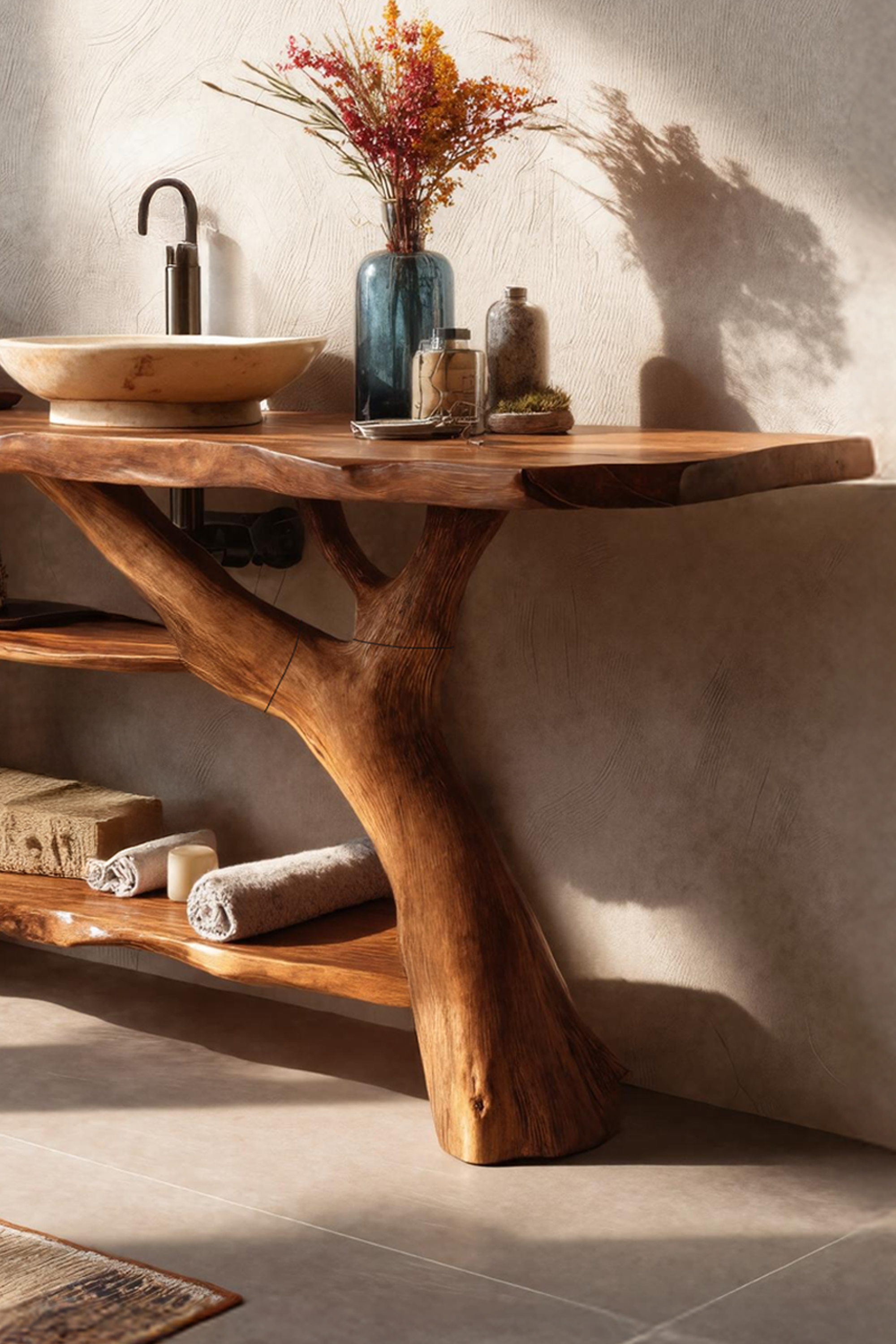 Handcrafted Solid Wood Bathroom Vanity For Modern Rustic Bathroom Design SILDTTRBRV072