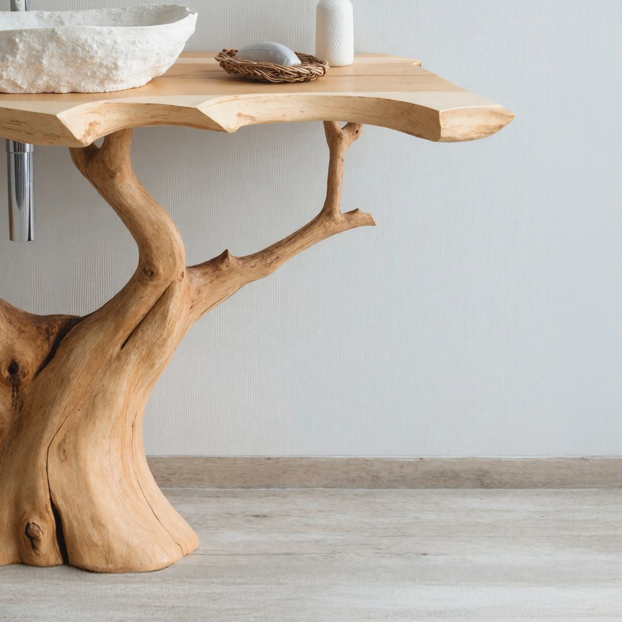 Rustic Wood Bathroom Vanity In Minimalist Design SILDTBRV108