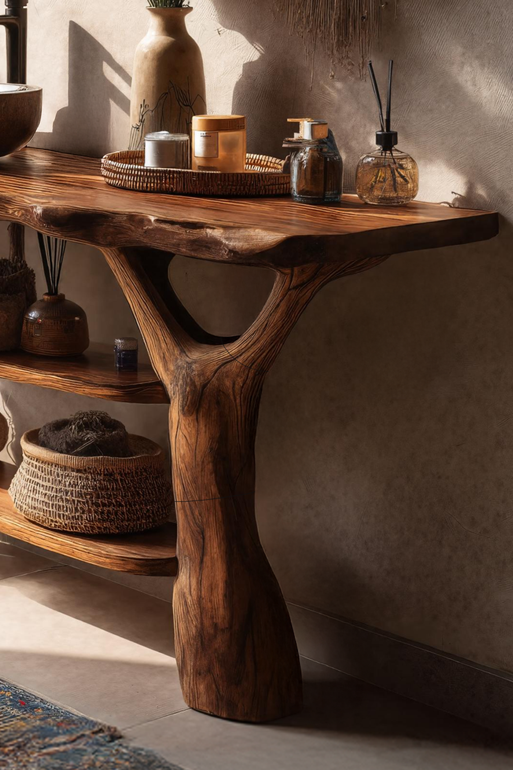 Mid Century Solid Wood Bathroom Vanity For Rustic Furniture Decoration SILDTTRBRV074