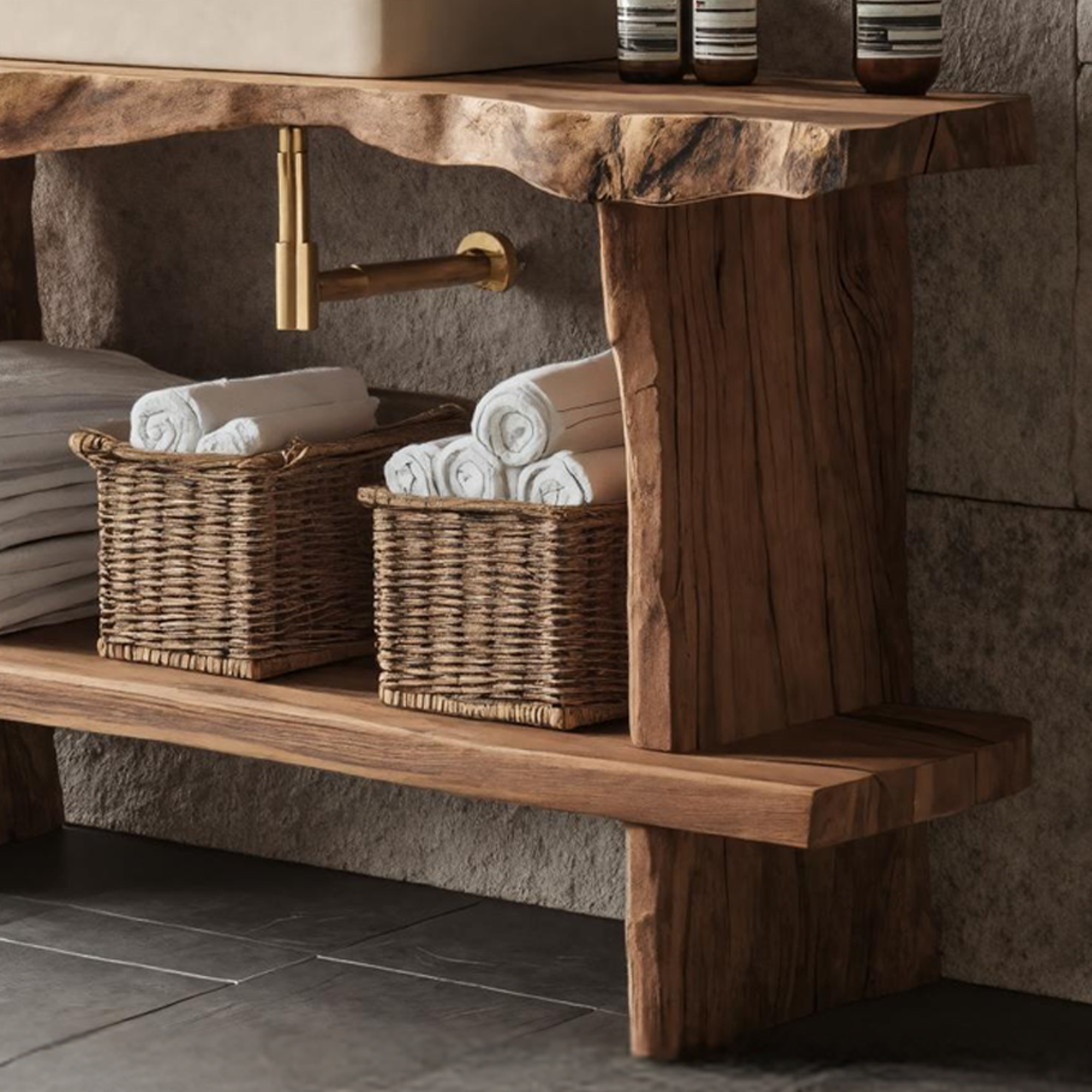 Bathroom Furniture Rustic Vanity With Live Edge Top SILDTTRBRV054