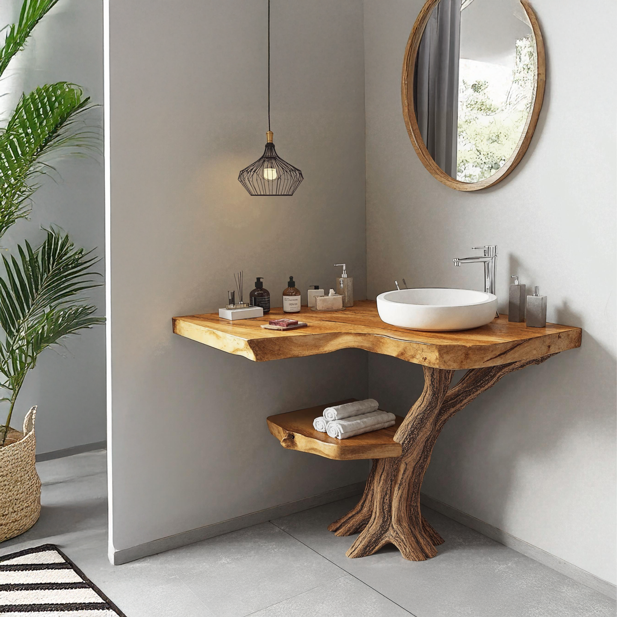Narrow Corner Bathroom Vanity Built In Sink For Small Bathrooms SILDTBRV169