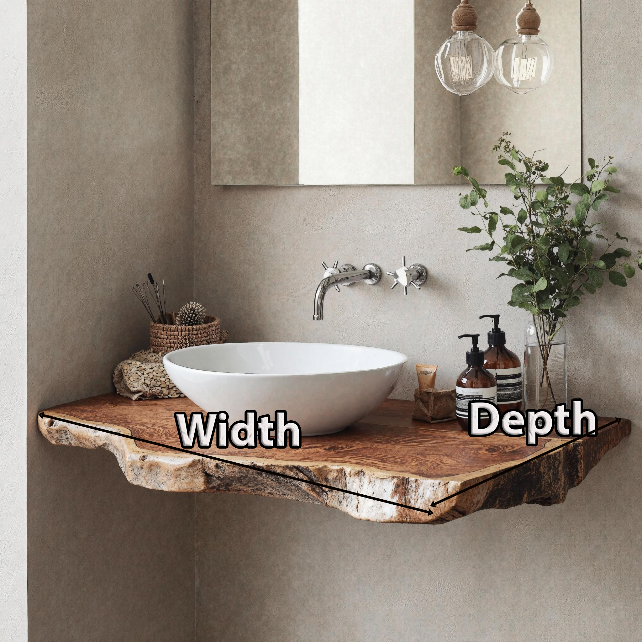 Floating Bathroom Vanity Shelf WWith Rustic Wooden Design SILDTBRV177