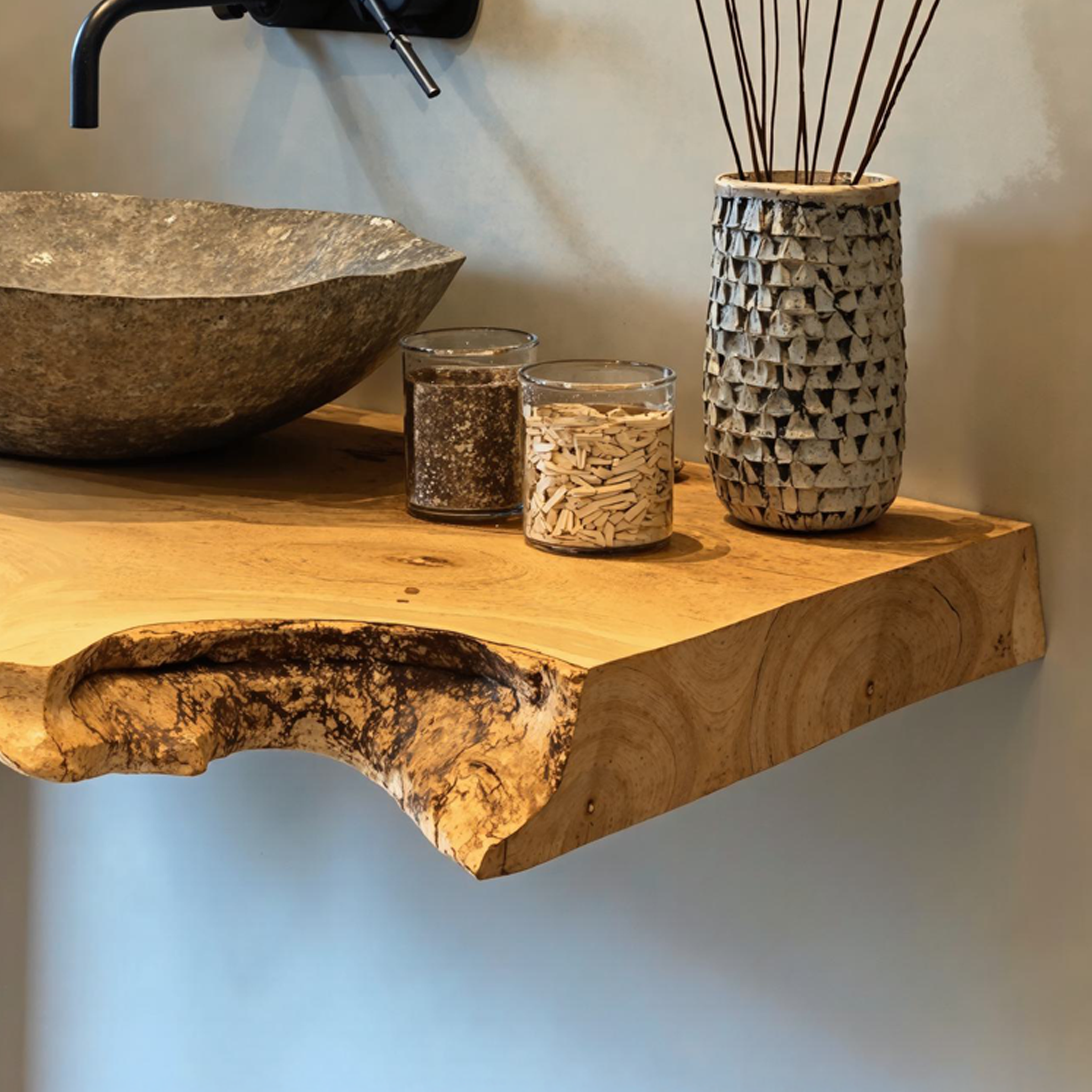 Rustic Floating Bathroom Vanity Shelf SILDTBRV042