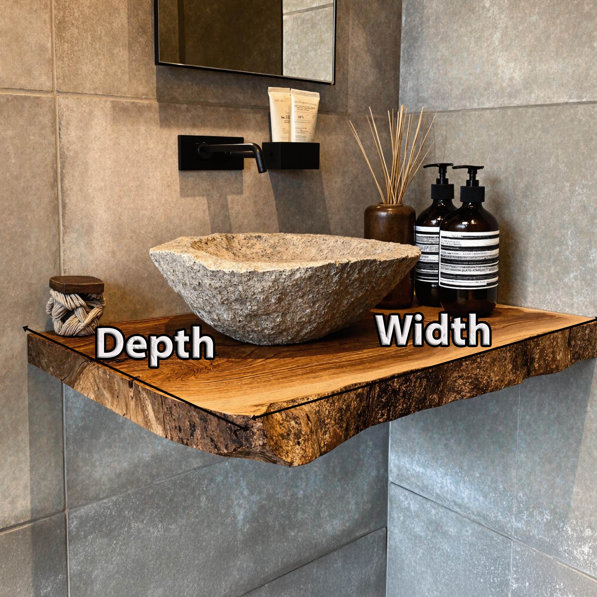 Wooden Floating Vanity Shelf For Bathroom Storage And Display SILDTBRV184