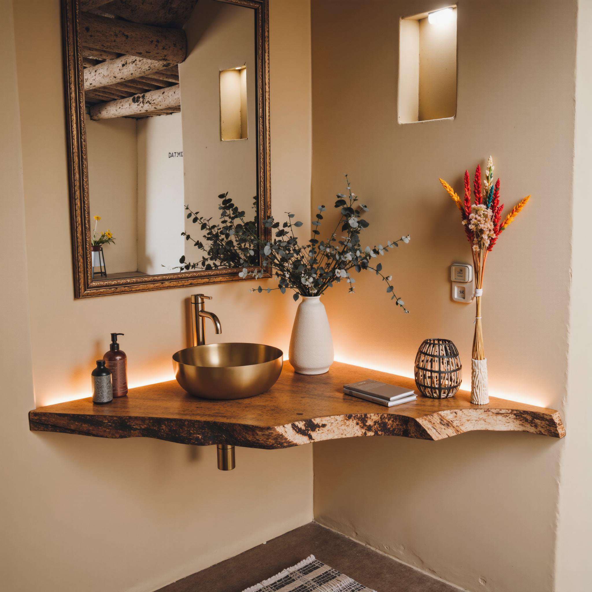 Live Edge Corner Bathroom Vanity Shelf Wall SILDTBRV072