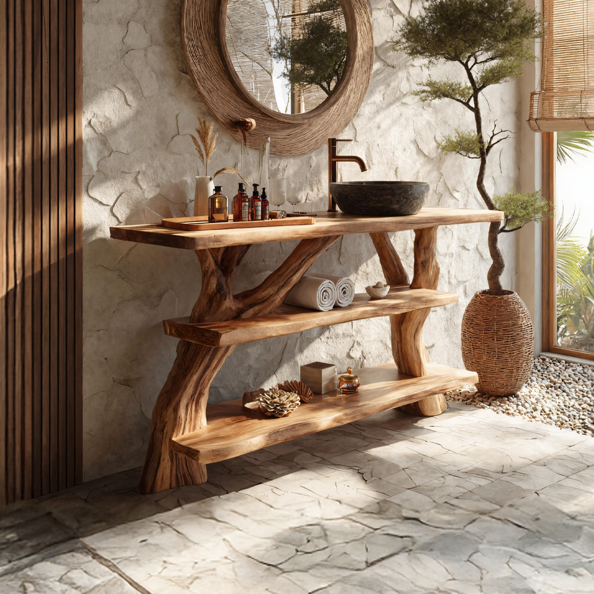 Farmhouse Solid Wood Vanity For Cozy Bathroom Furniture Decor SILDTTNBRV019