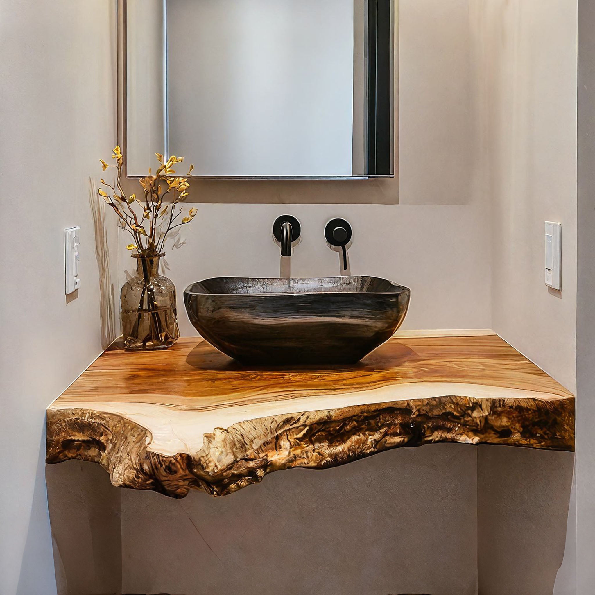 Farmhouse Solid Wood Vanity Bathroom Decor Ideas SILDTBRV194