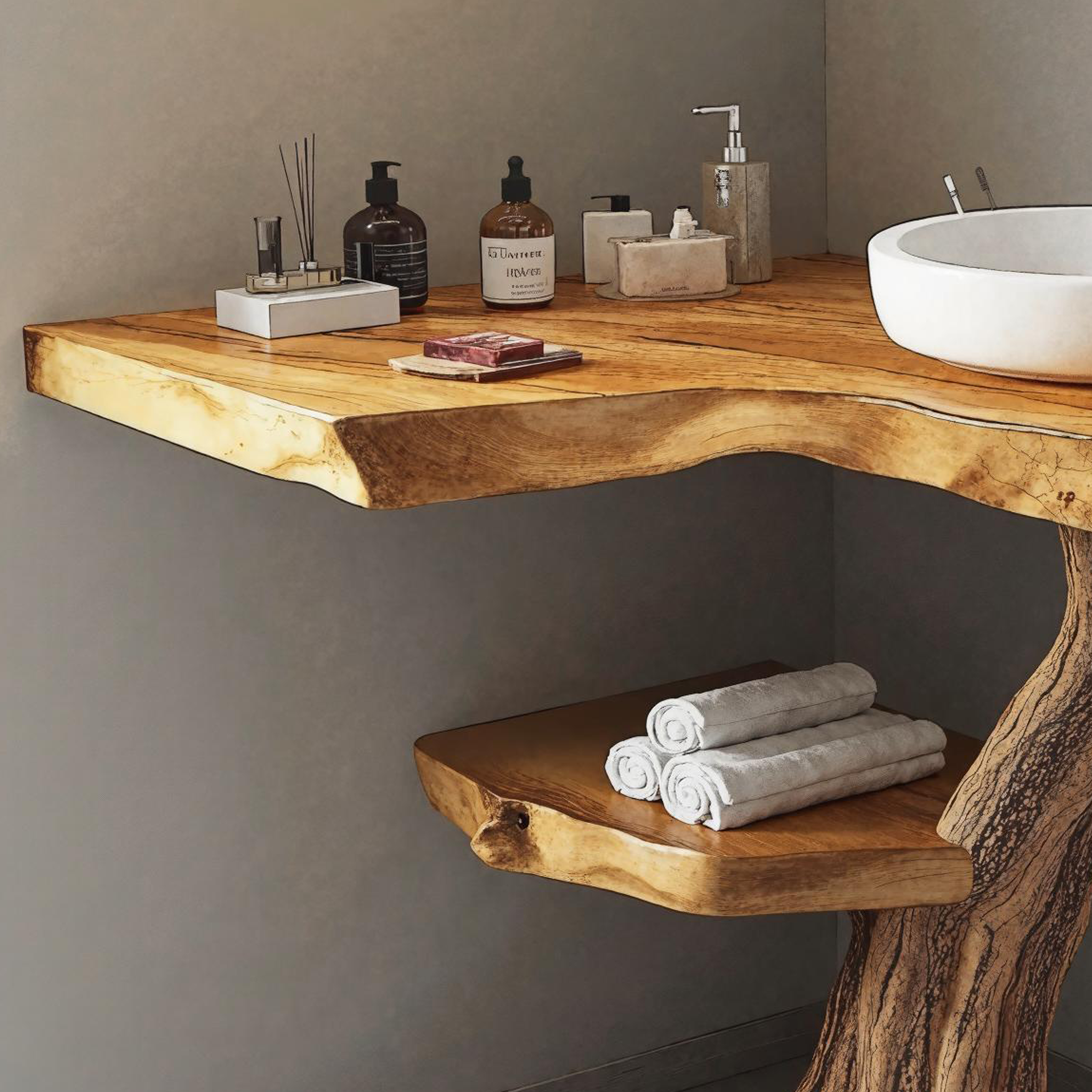 Narrow Corner Bathroom Vanity Built In Sink For Small Bathrooms SILDTBRV169